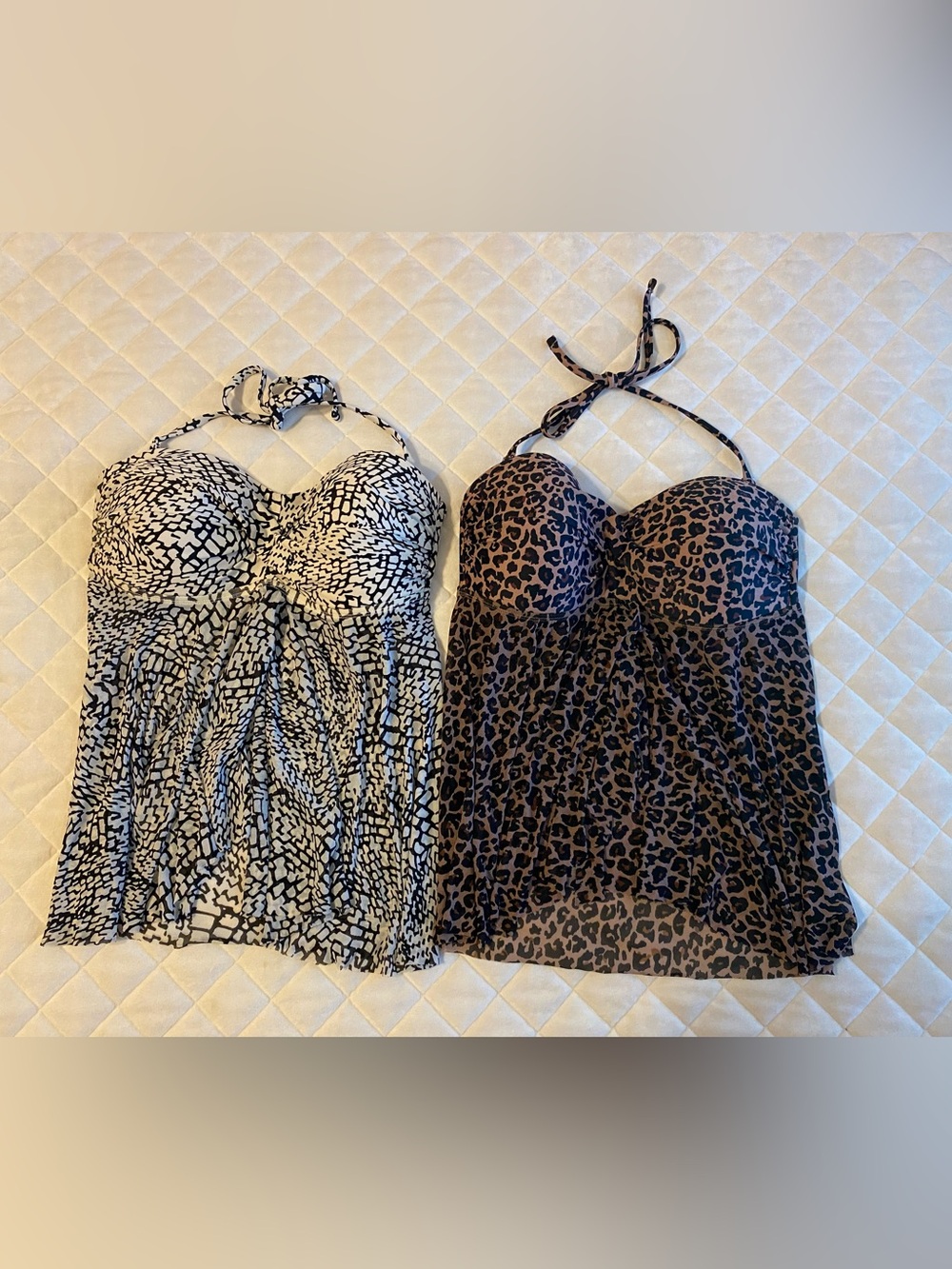 Set of Two Tankini Tops Merona/Kona Sol Leopard/Animal Print Medium